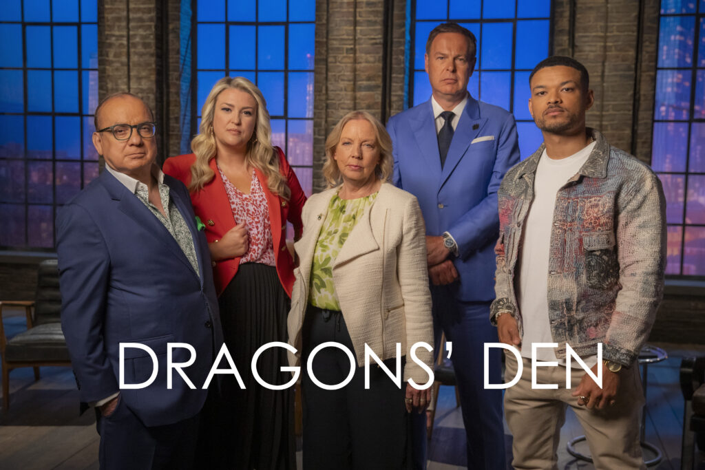 The new Dragons' Den series is on. Entrepreneurs Peter Jones, Deborah Meaden, Touker Suleyman, Sara Jones and Steven Bartlett stand ready to meet the entrepreneurs.