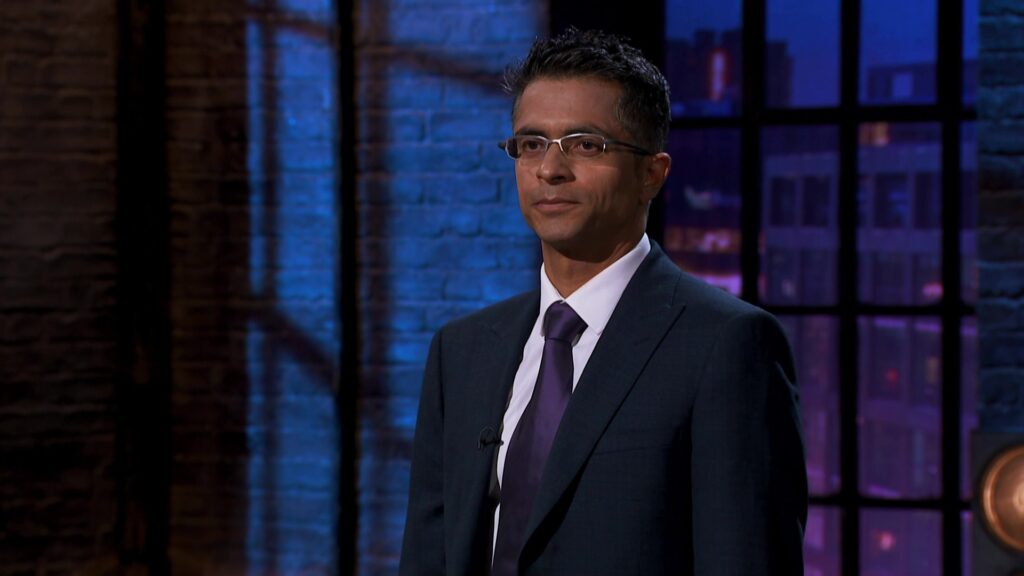 Business man Rajan Bhojwani - pitching his business, SeeTheTape® in the Den.